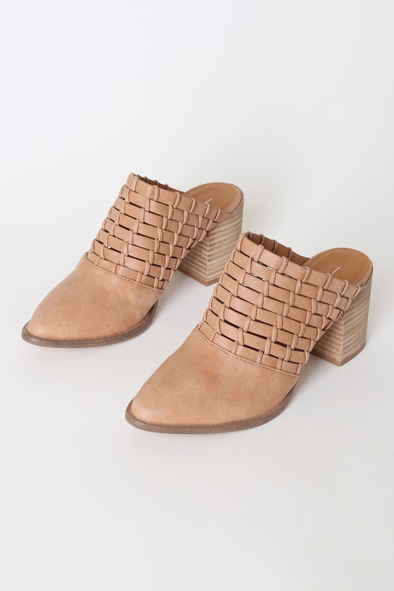 tan slide mules