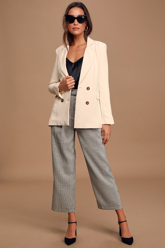 Zodiac Cream Oversized Double-Breasted Blazer 1