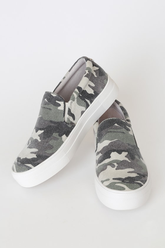 Steve Madden Gills C Green Camo Sneakers Flatform Sneakers Lulus