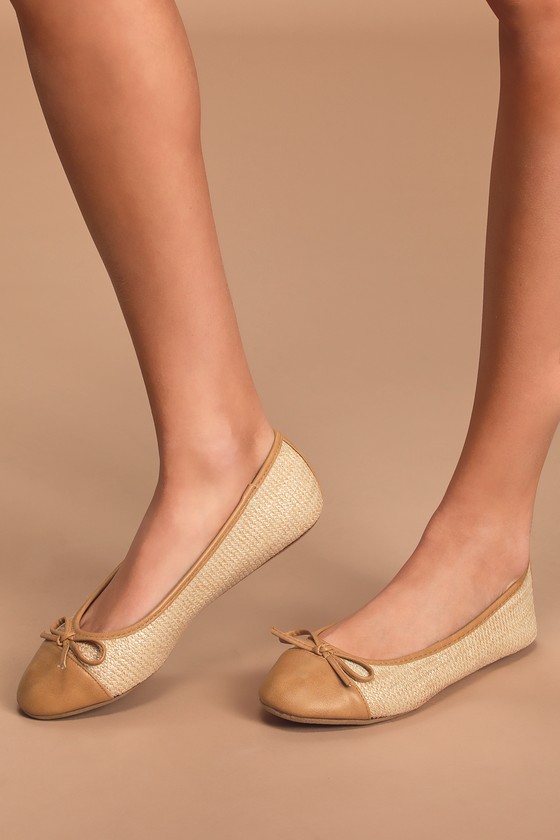 tan woven flats