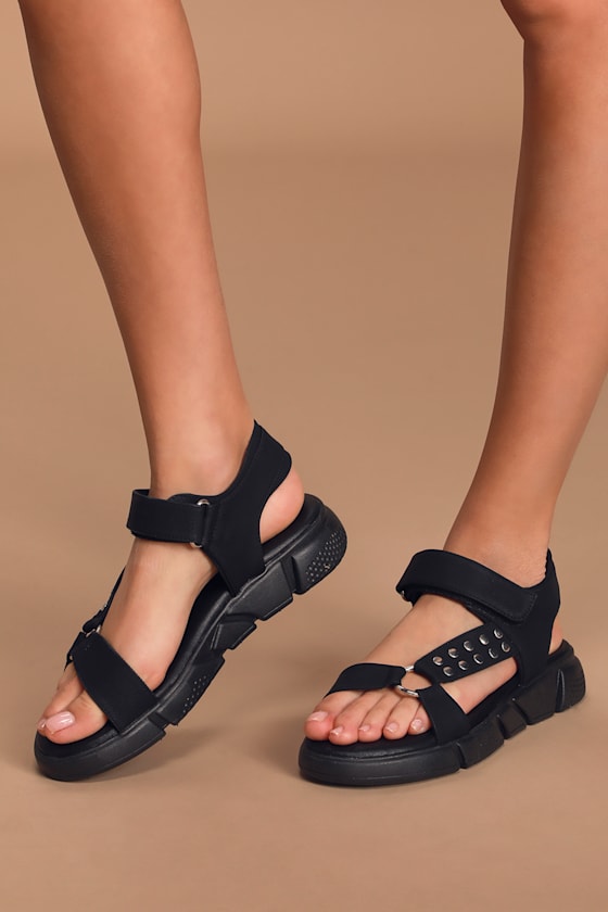 missguided black studded sandals