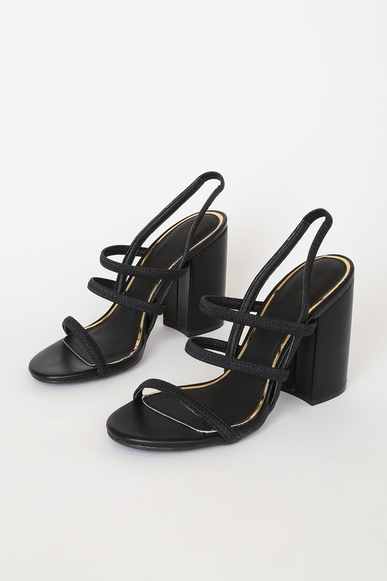 comfortable black heeled sandals