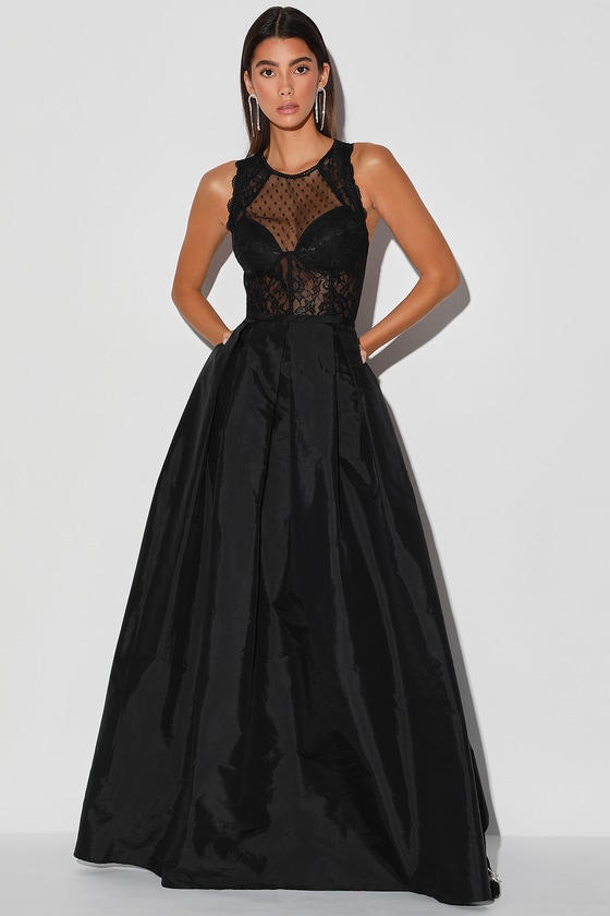 Chic Black Lace Dress - Bustier Maxi Dress - Backless Maxi Dress