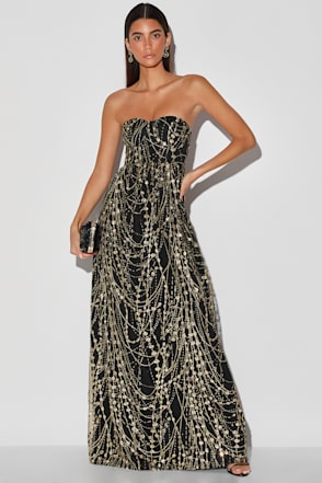 lulus black and gold star dress Star Sequin Tee Dress – Black & Gold Mini main image 0