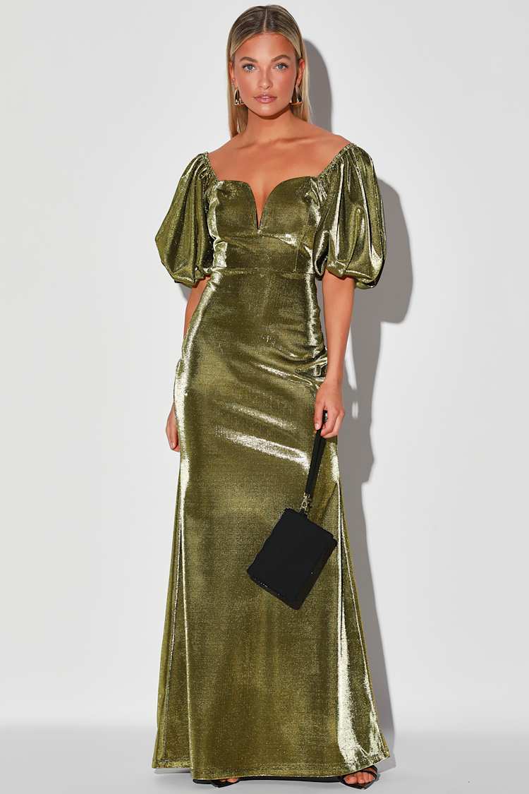 gold puff dress Strapless Short Puff-Sleeve Homecoming Dress -PromGirl Champagne / 10 main image 0