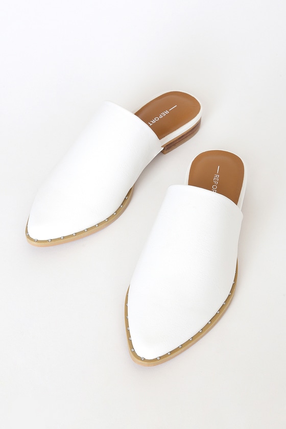 white pointed mule