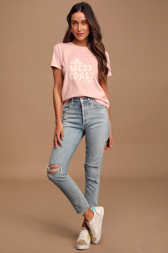 West Coast Blush Pink Short Sleeve Graphic Tee 6