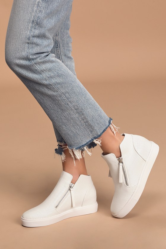 steve madden perforated wedge sneakers