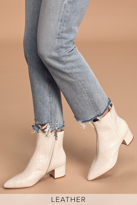 white croc ankle boots