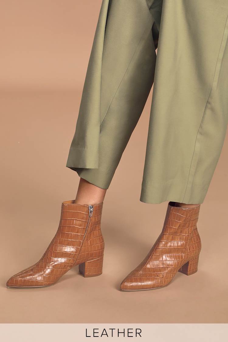 brown croc booties