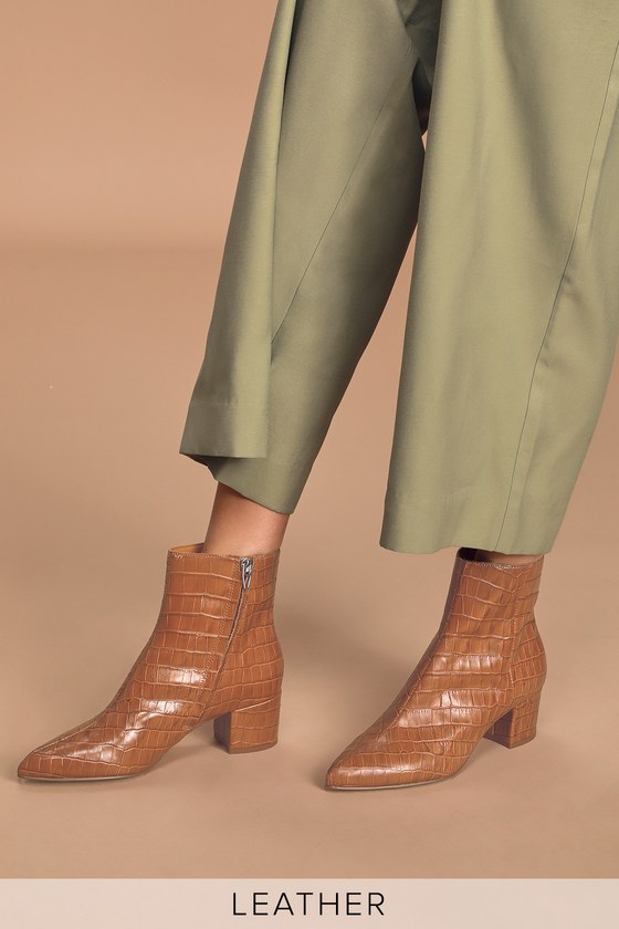cognac croc booties