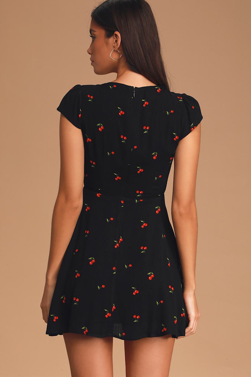 cherry print dress Scalloped Backless A-Line Mini Dress in Cherry Print - 14