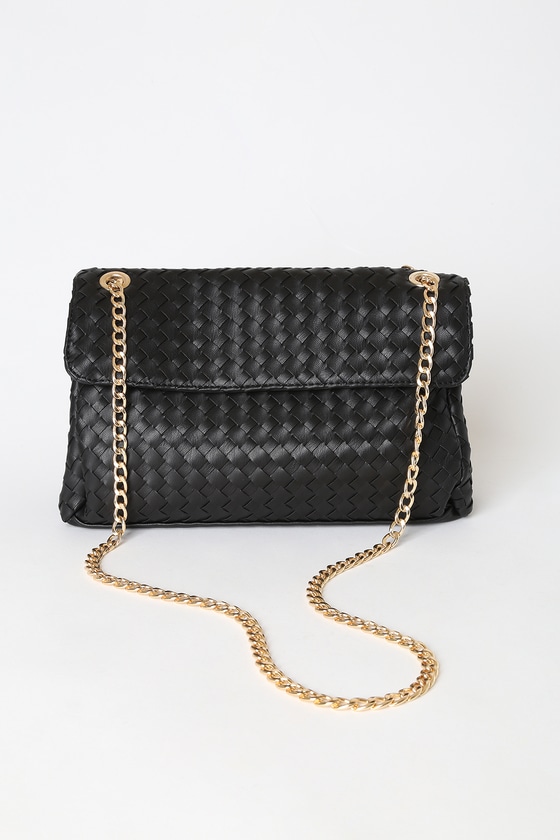 Chic Black Bag - Woven Purse - Crossbody Bag - Vegan Leather Bag - Lulus