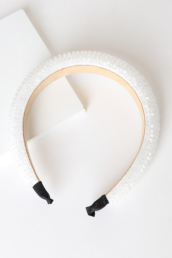 Sparkle Away White Beaded Headband 3