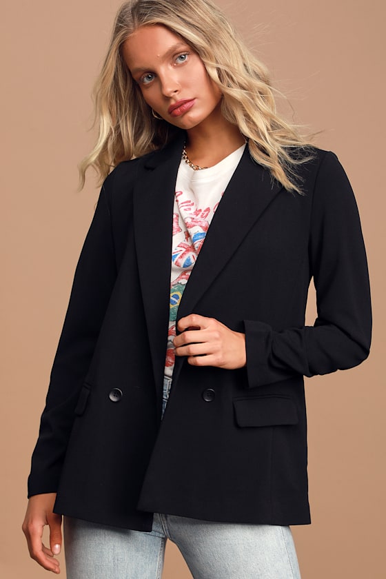 Career Girl Black Double Breasted Blazer 2