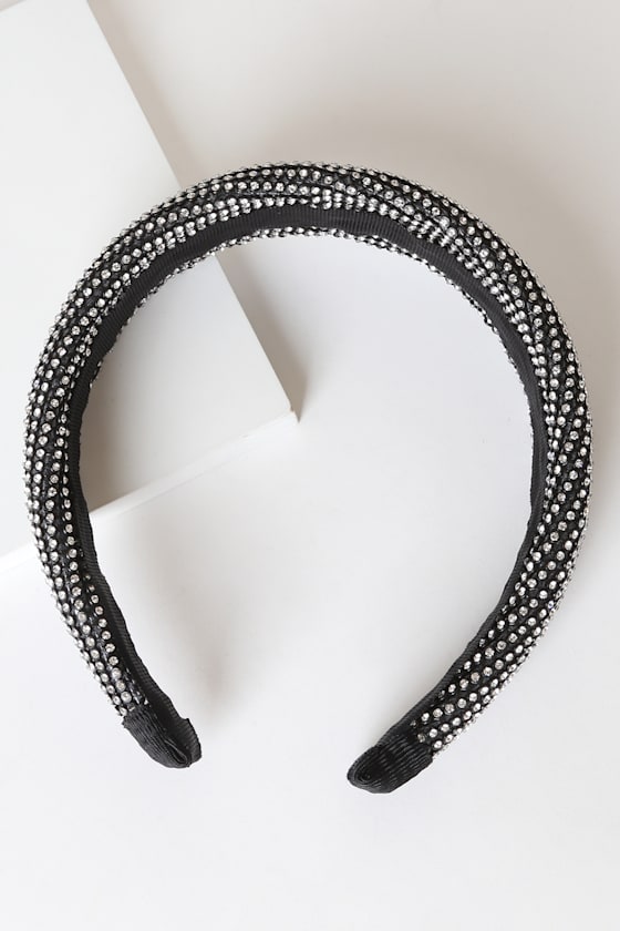 Trendy Black Rhinestone Headband Wide Headband Headband Lulus