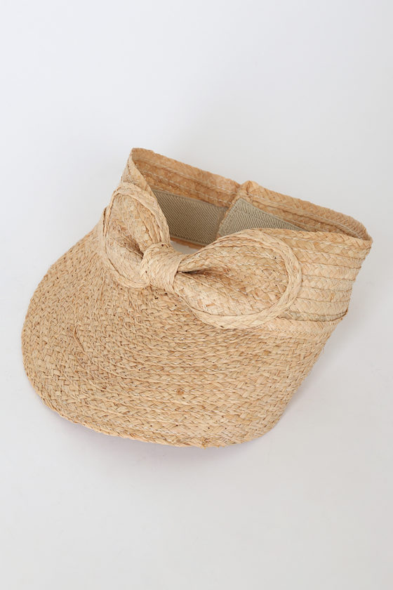 Vacation Visions Beige Raffia Visor 2