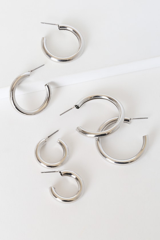 Cute Silver Hoops - Hoop Earings Set - Silver Mini Hoop Earrings - Lulus
