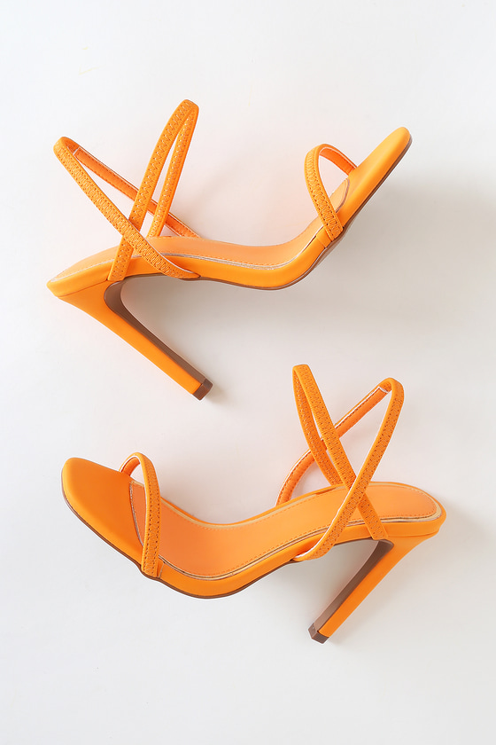 orange square toe strappy heels