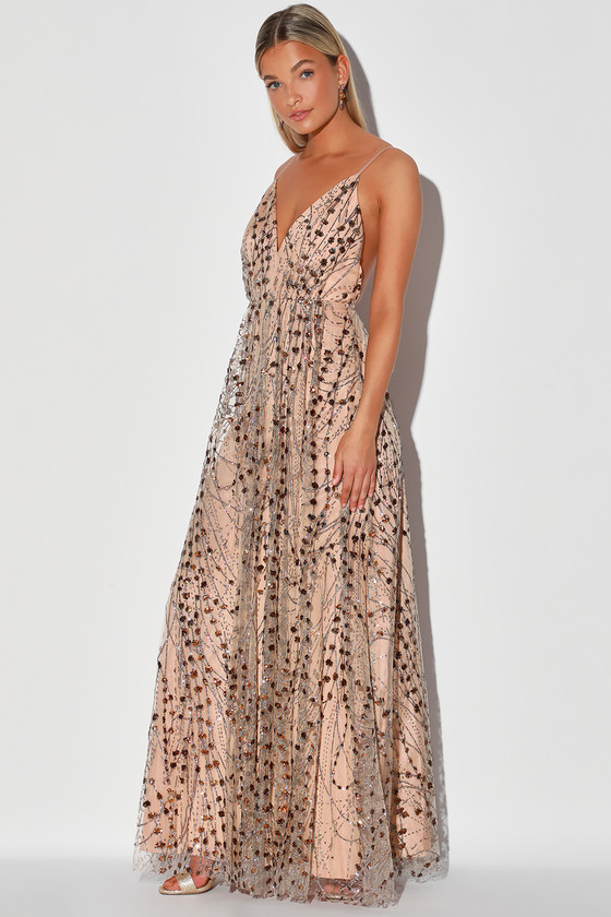 rainbow sequin maxi dress