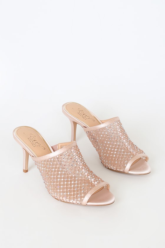 satin rhinestone heels