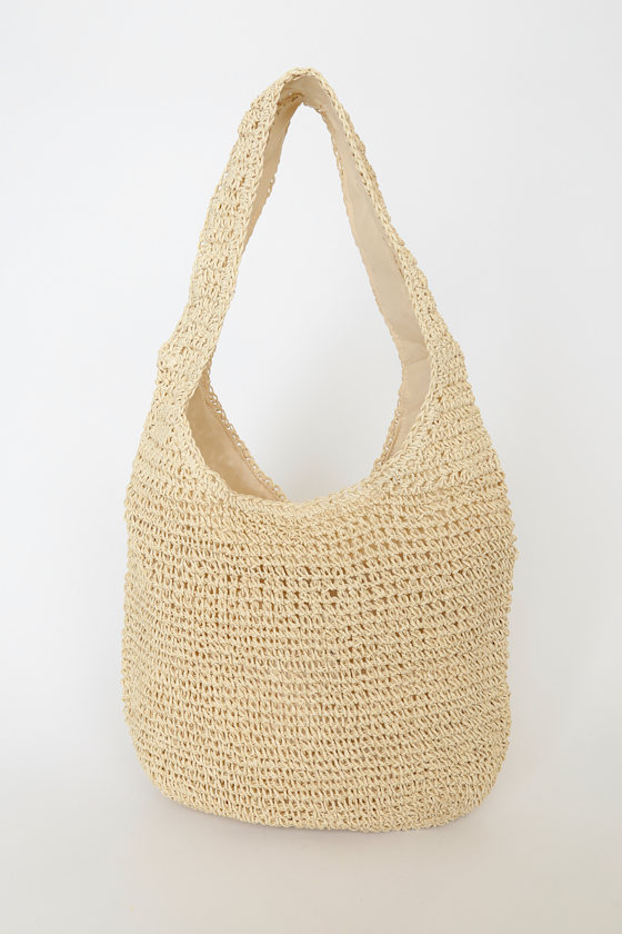 Across The Bay Beige Woven Tote Bag 2