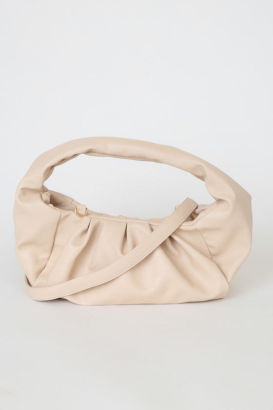 Light Beige Handbag - Shoulder Pouch Bag - Vegan Leather Handbag