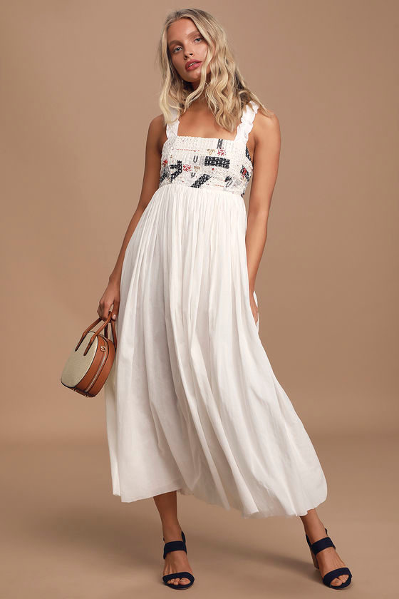 Dawn White Patchwork Ruffled Maxi Dress 1