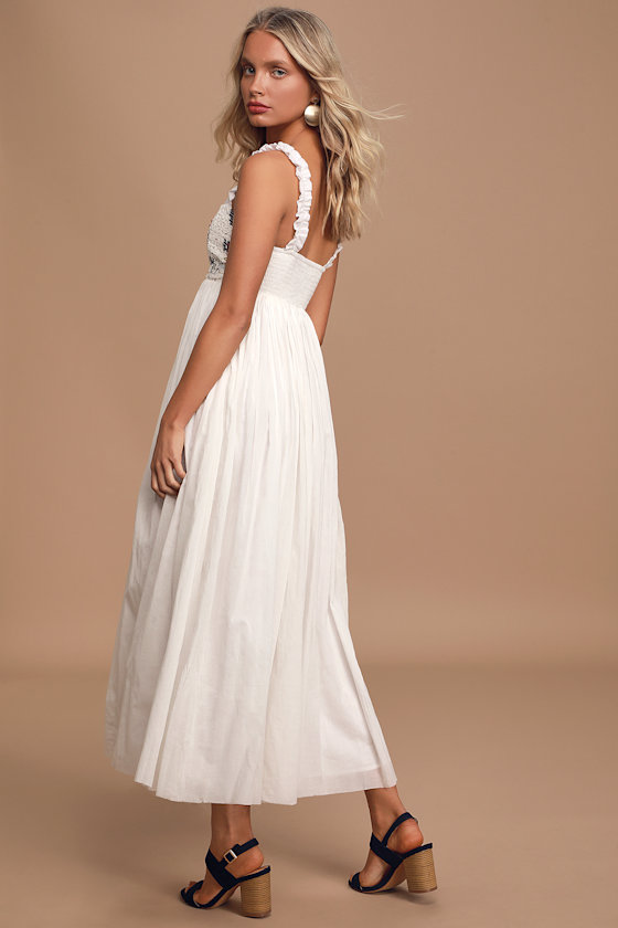 Dawn White Patchwork Ruffled Maxi Dress 4