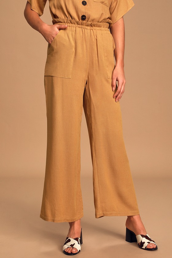 Cute Light Brown Pants - Cropped Pants - Wide-Leg Pants - Lulus