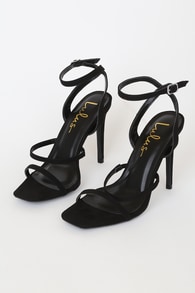 Leticiya Black Suede Ankle-Strap High Heel Sandals