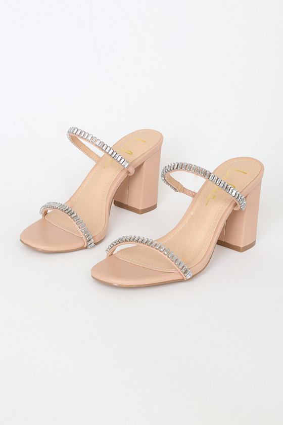 Avariaa Nude Rhinestone High Heel Sandals 1