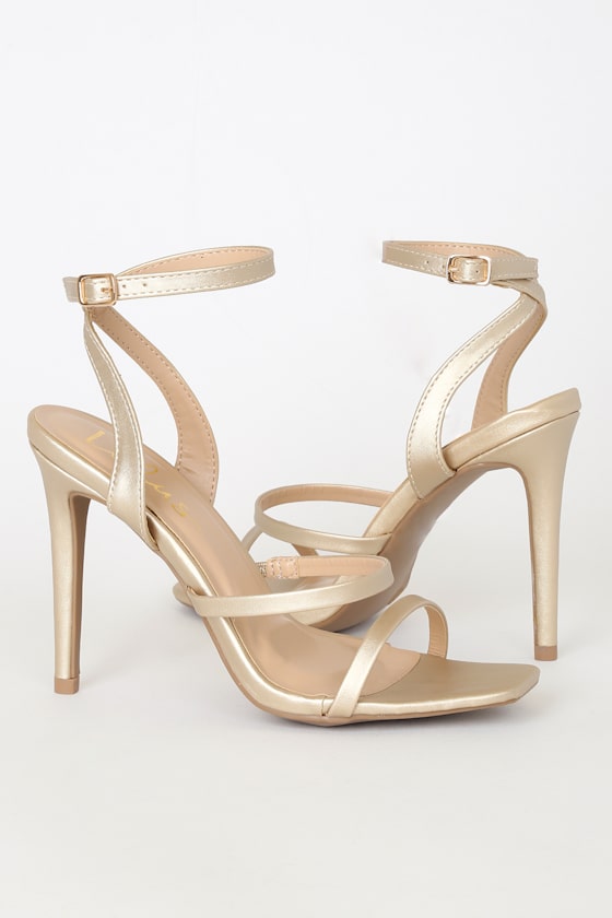 Leticiya Gold Ankle-Strap High Heel Sandals 2