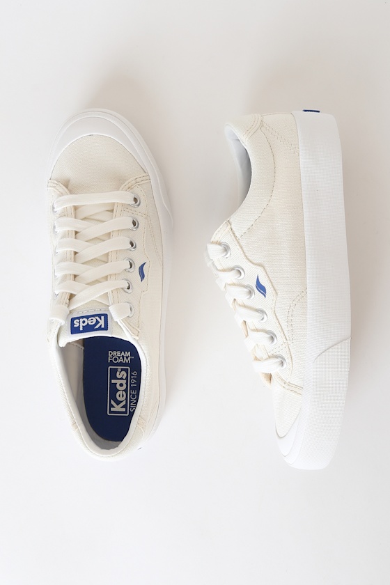 Keds Crew Kick 75 - White Sneakers - Canvas Platform