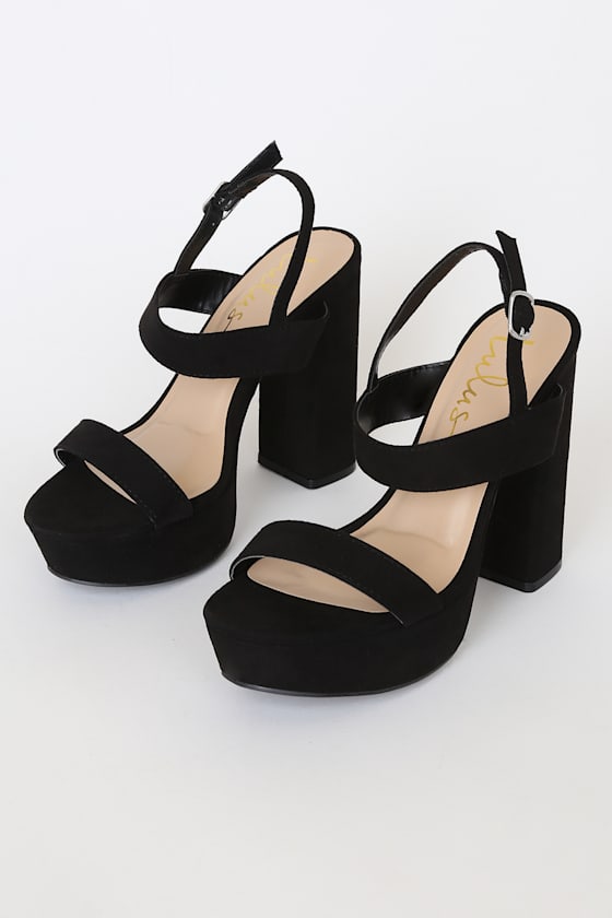 Acee Black Suede Platform Heels 2