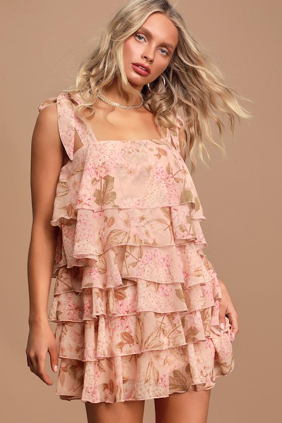 Rowen Blush Pink Floral Print Ruffled Mini Dress 3