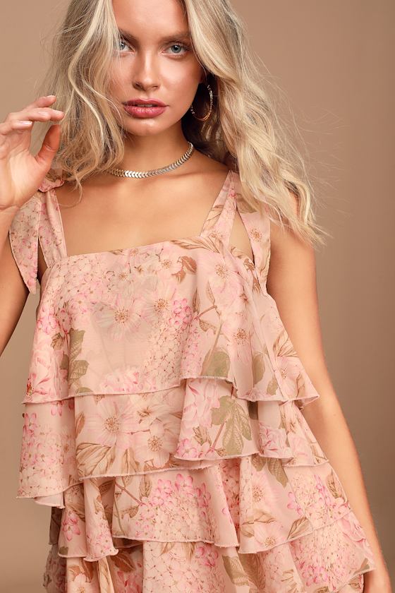 Rowen Blush Pink Floral Print Ruffled Mini Dress 4
