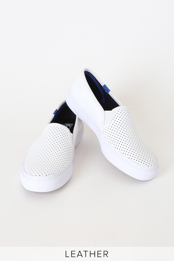 keds white leather slip on sneakers