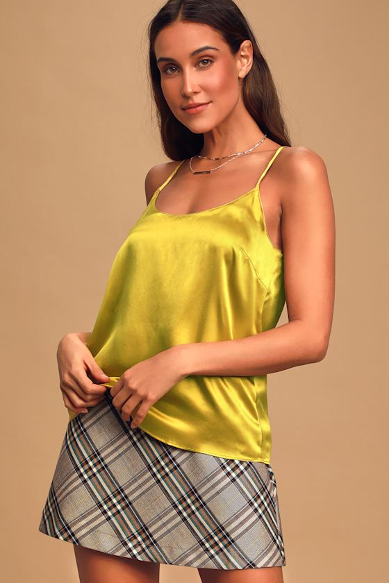 Sleek Look Chartreuse Silk Cami Top 3