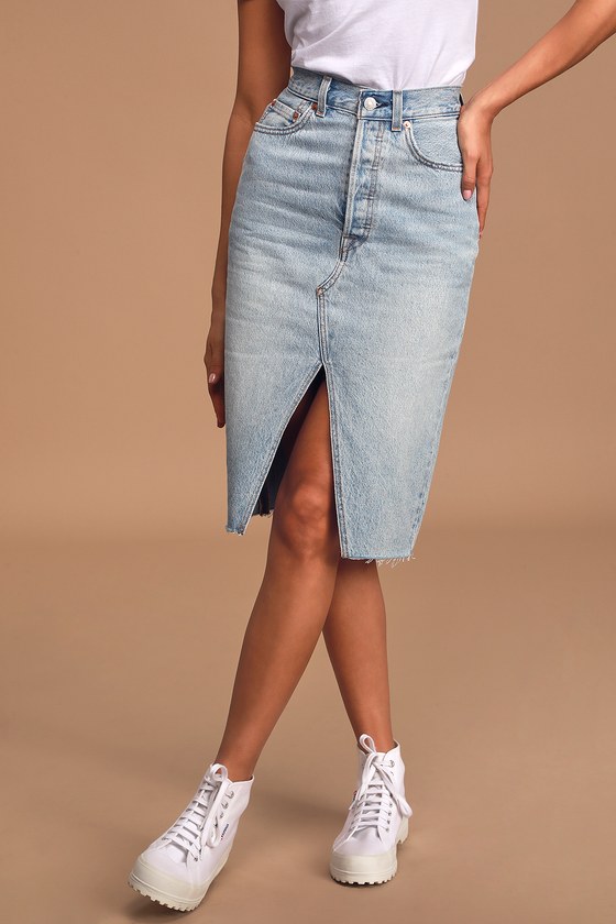 levi deconstructed denim skirt