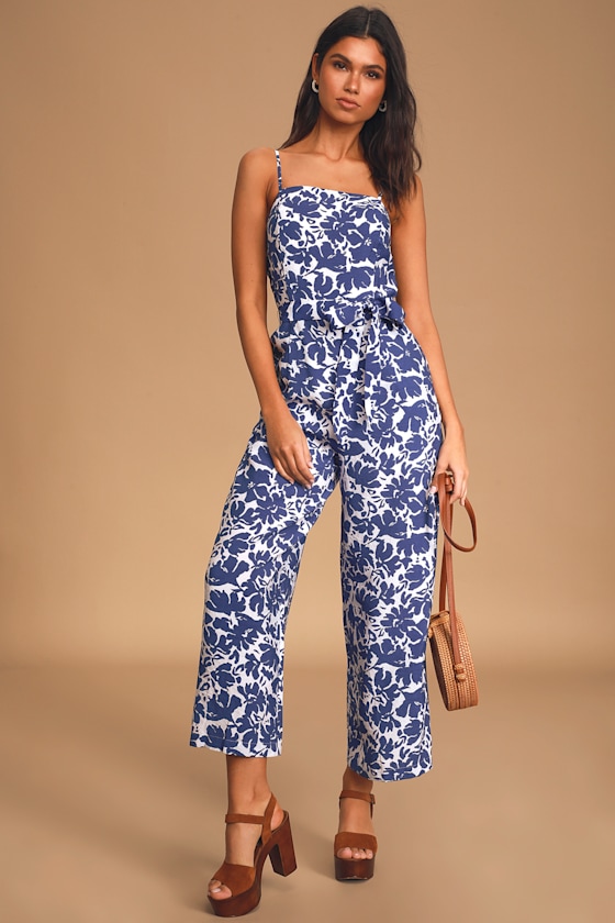 Carry The Day White Floral Print Wide-Leg Culotte Jumpsuit 1