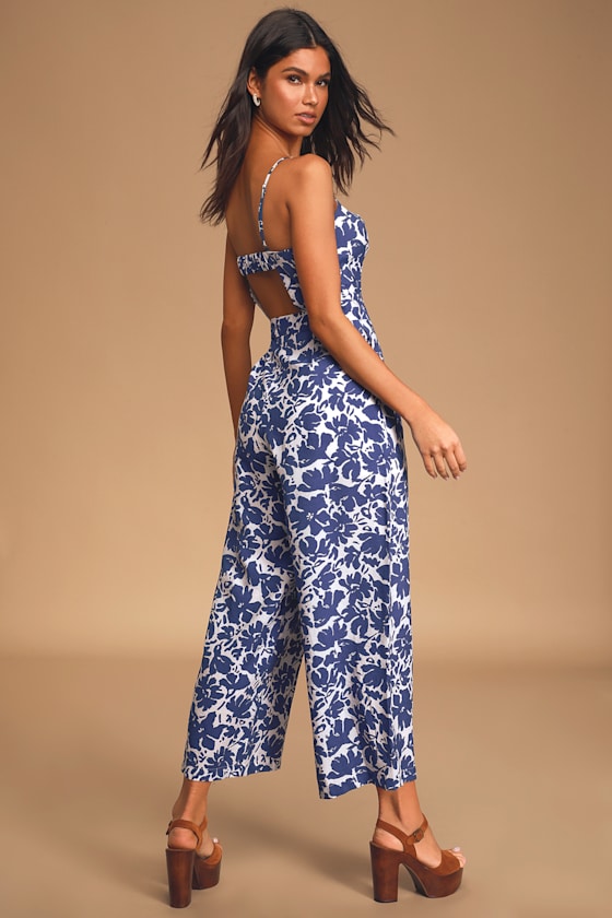 Carry The Day White Floral Print Wide-Leg Culotte Jumpsuit 5