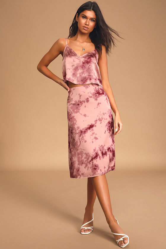 Color Your Life Purple Tie-Dye Satin Cropped Tank Top 1