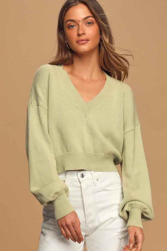 Cute Light Green Sweater - Cropped Sweater - Knit Sweater - Lulus