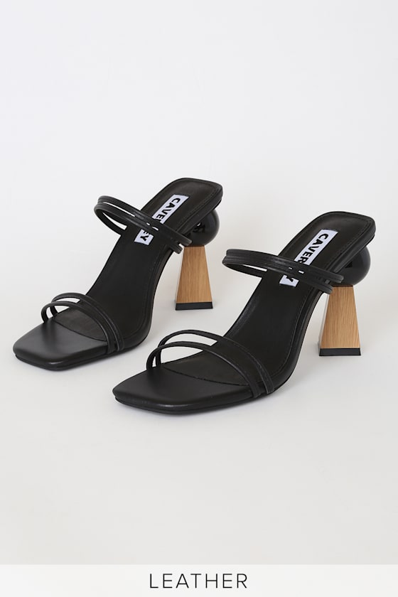 Trish Black Leather High Heel Sandals 2