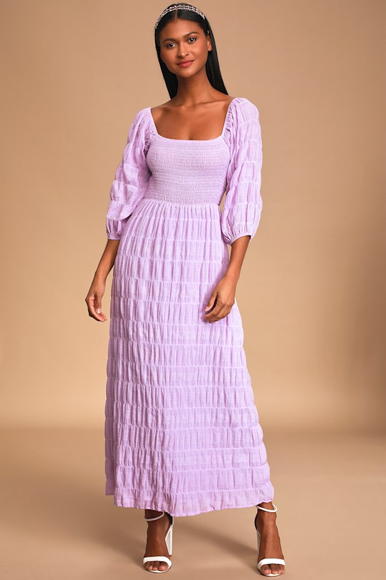 Rue Lilac Smocked Puff Sleeve Maxi Dress 1