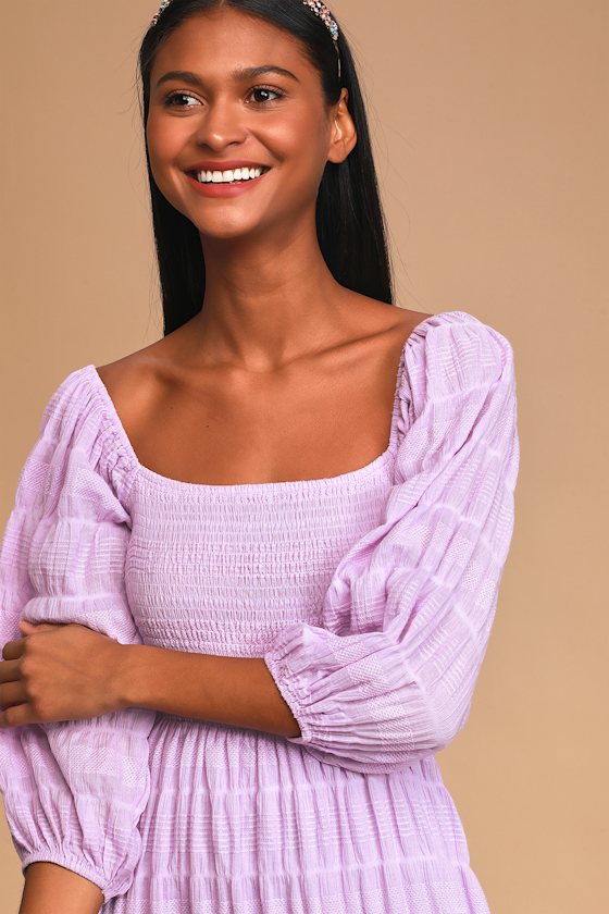 Rue Lilac Smocked Puff Sleeve Maxi Dress 2