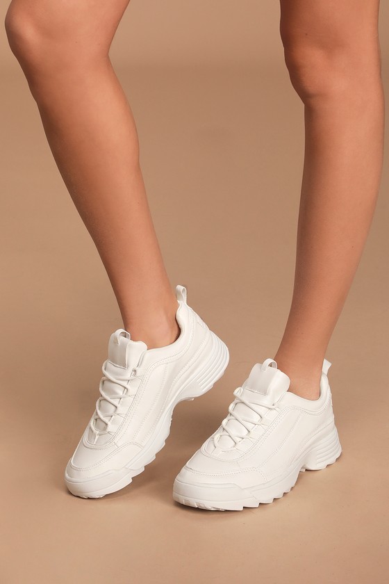 Cute White Sneakers - Lace-Up Sneakers 