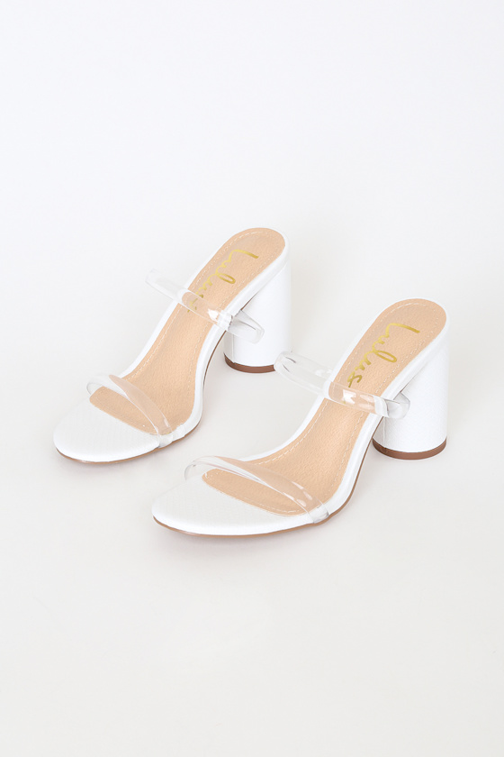 Dakyana White Snake Print High Heel Sandals 2