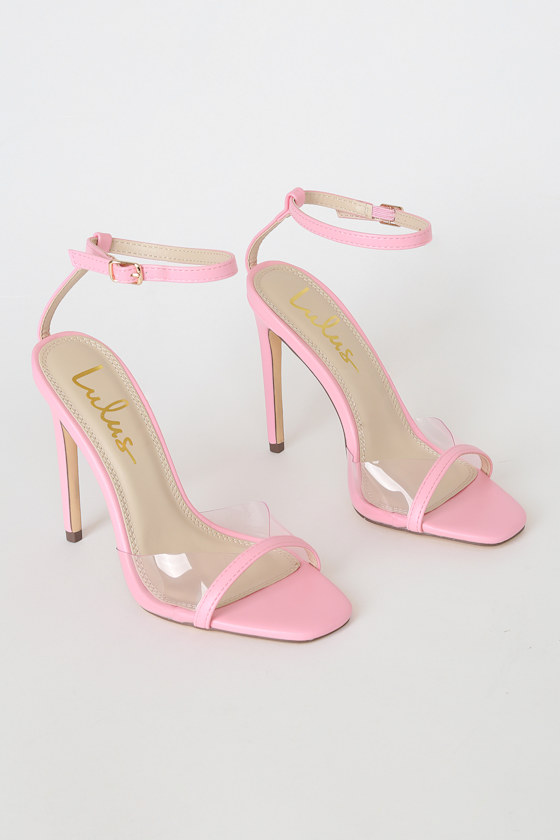 Jaque Light Pink Vinyl Ankle Strap High Heel Sandals 2